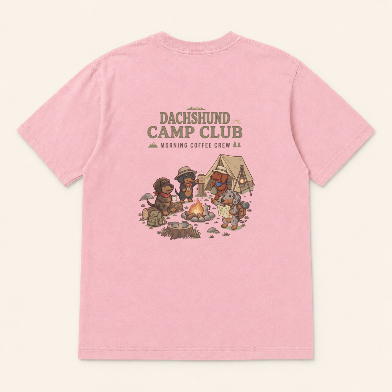 DACHSHUND CAMP CLUB ダックスフンド キャンプTシャツ|バックプリント