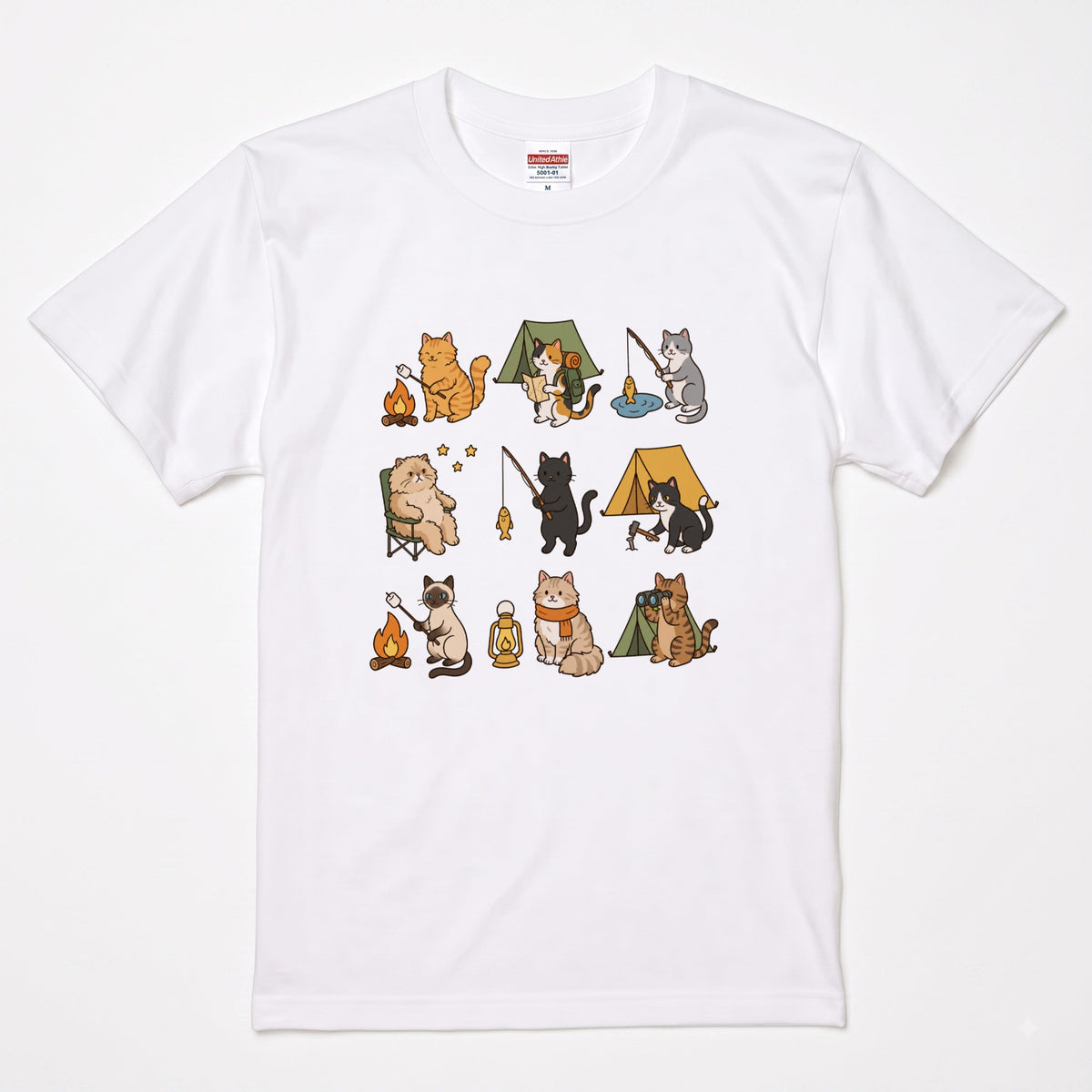 猫好きキャンパーのためのかわいいTシャツ