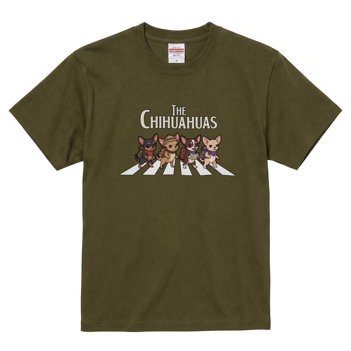 THE CHIHUAHUAS | 横断歩道 ゆるかわ チワワ キャンプ パロディTシャツ【犬好き・愛犬家・アウトドア・ギフトに最適】