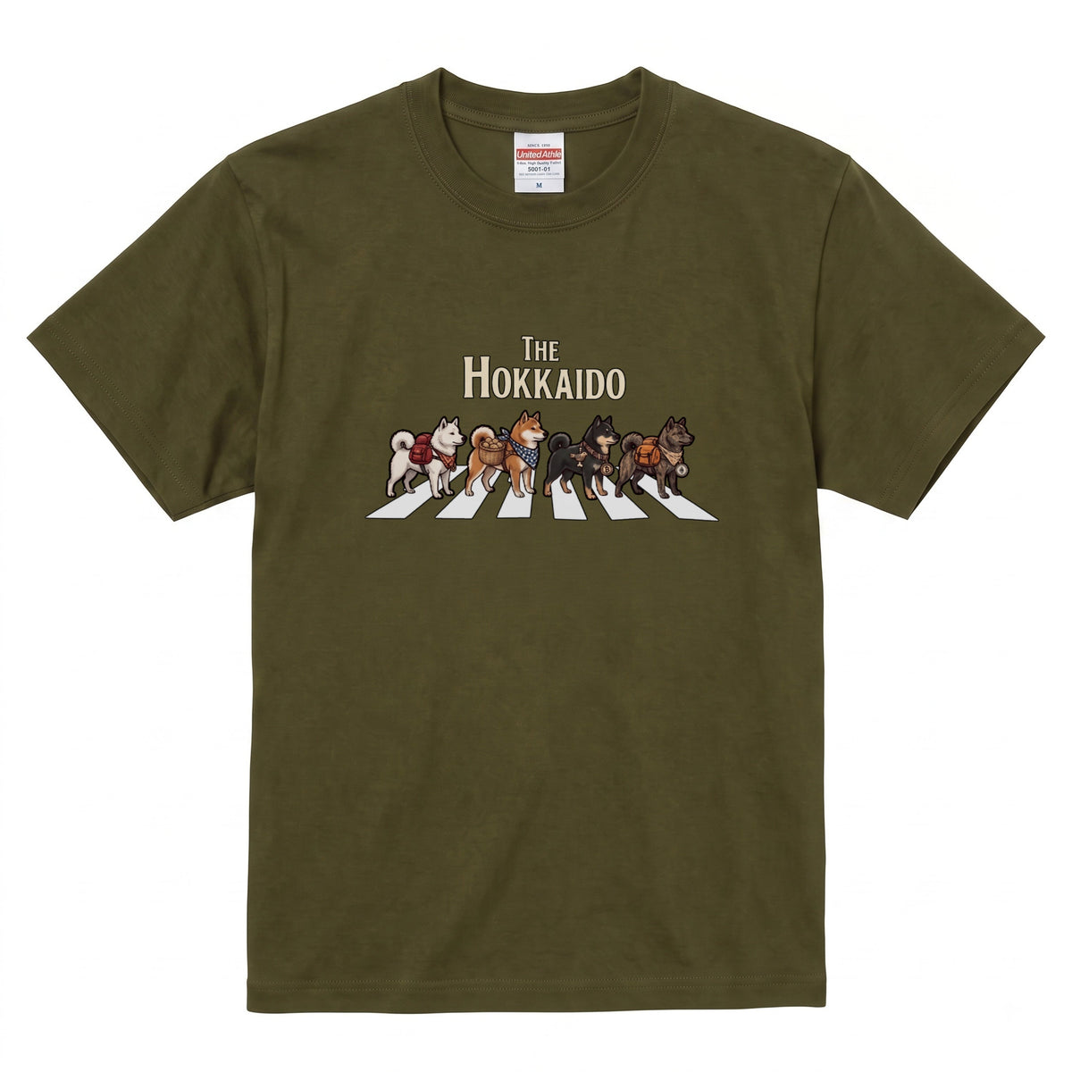 THE HOKKAIDO 横断歩道 キャンプ ゆるかわ Tシャツ 【犬好き・愛犬家・アウトドア・ギフトに最適】