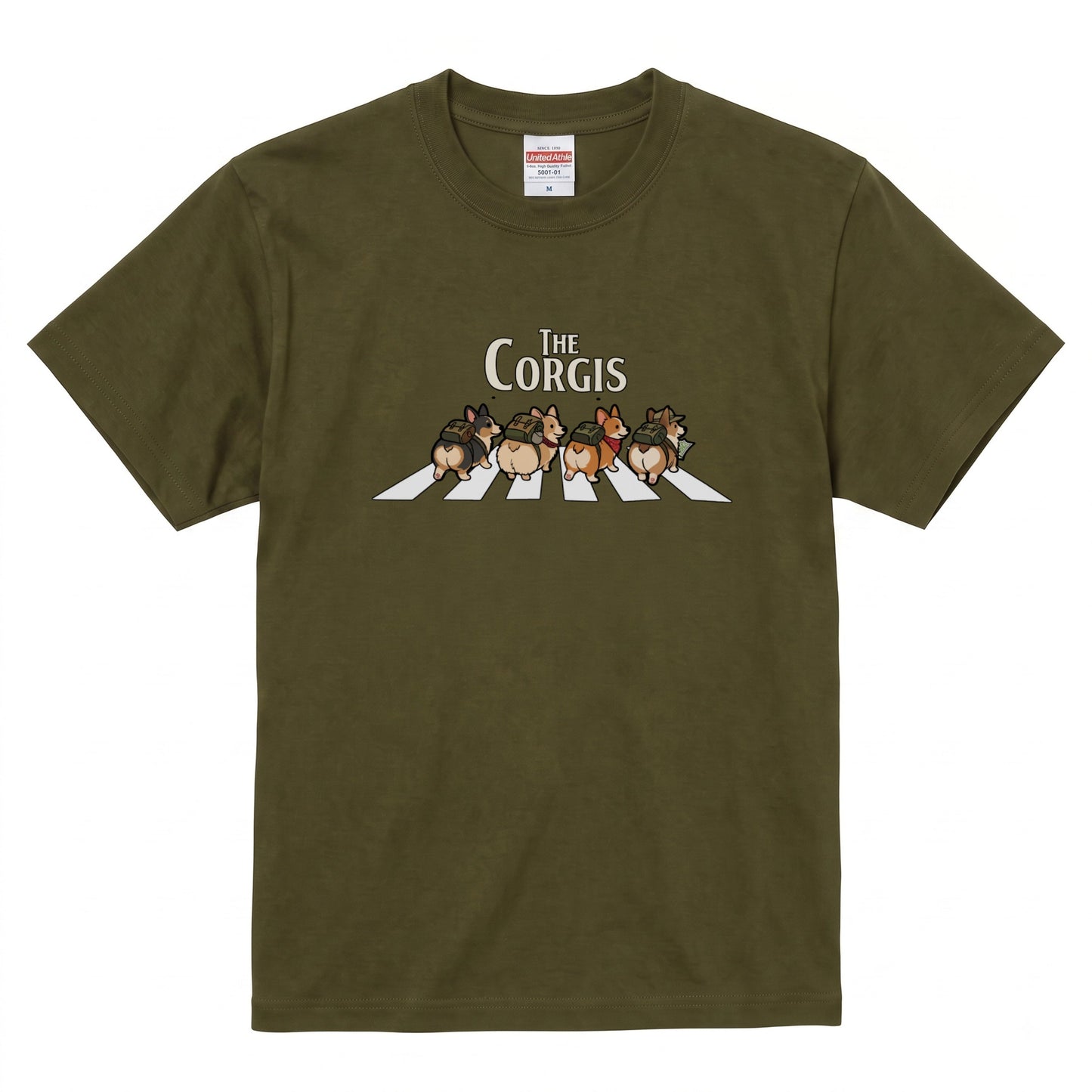 THE CORGIS | コーギー 横断歩道 ゆるかわパロディTシャツ【犬好き・愛犬家・ギフトに最適】
