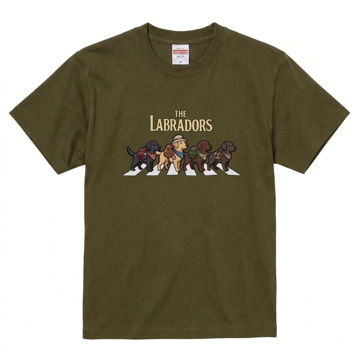 THE LABRADORS 横断歩道 キャンプ ゆるかわ Tシャツ 【犬好き・愛犬家・アウトドア・ギフトに最適】