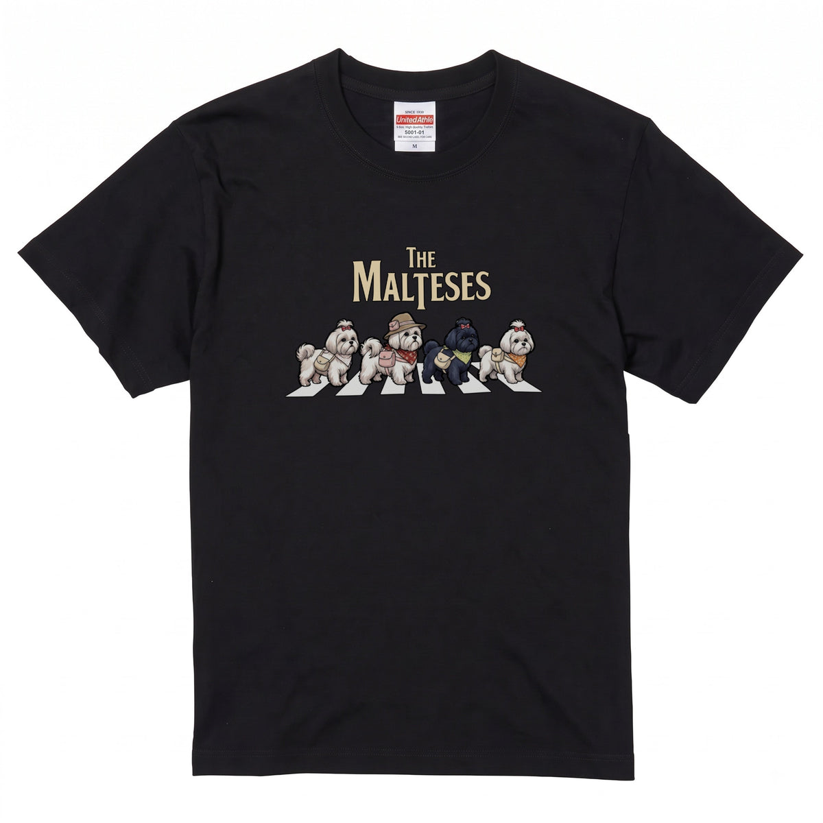 THE MALTESES 横断歩道 キャンプ ゆるかわ Tシャツ 【犬好き・愛犬家・アウトドア・ギフトに最適】