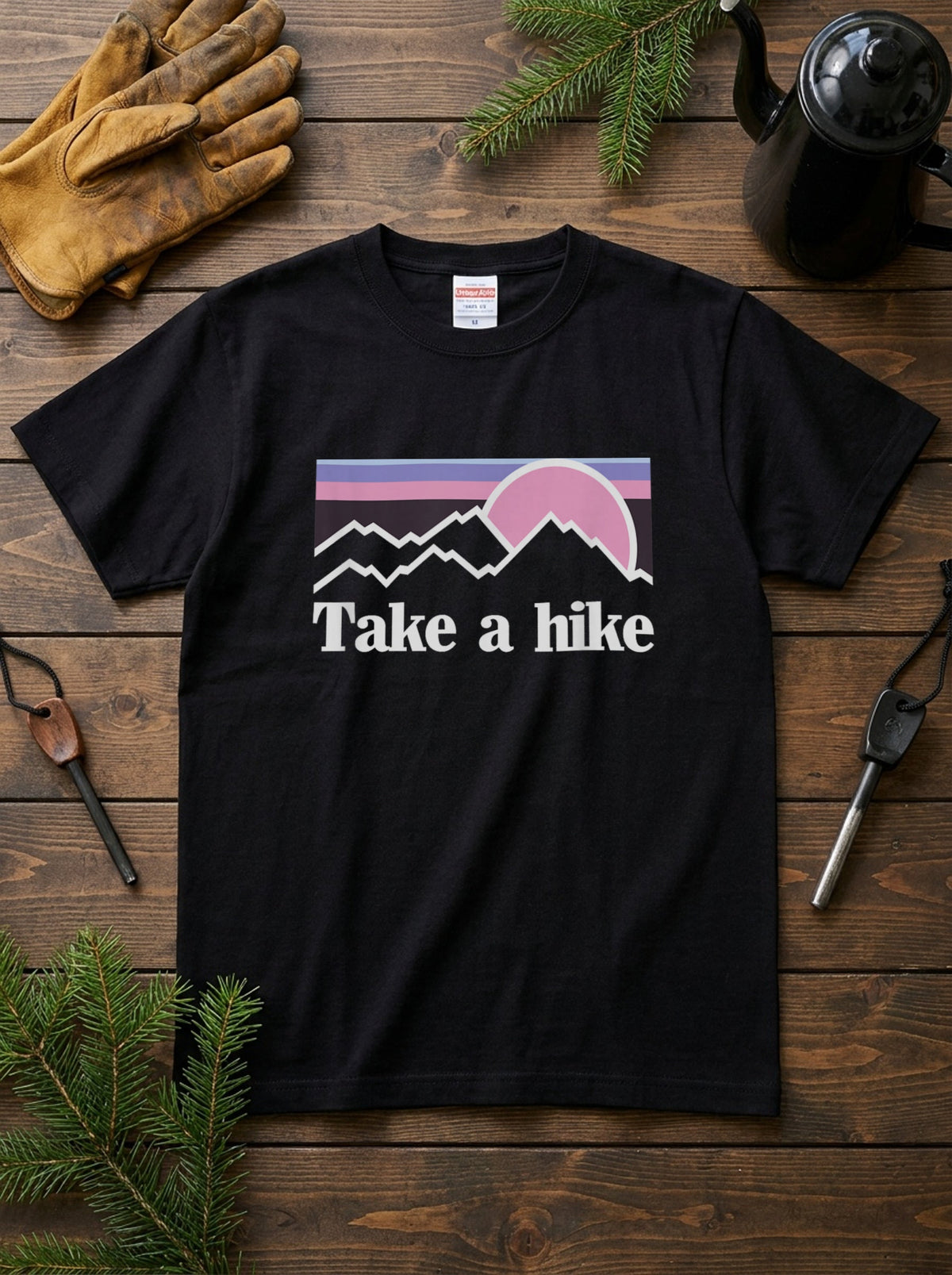 Take A Hike Mountain Sunset Retro T-Shirt