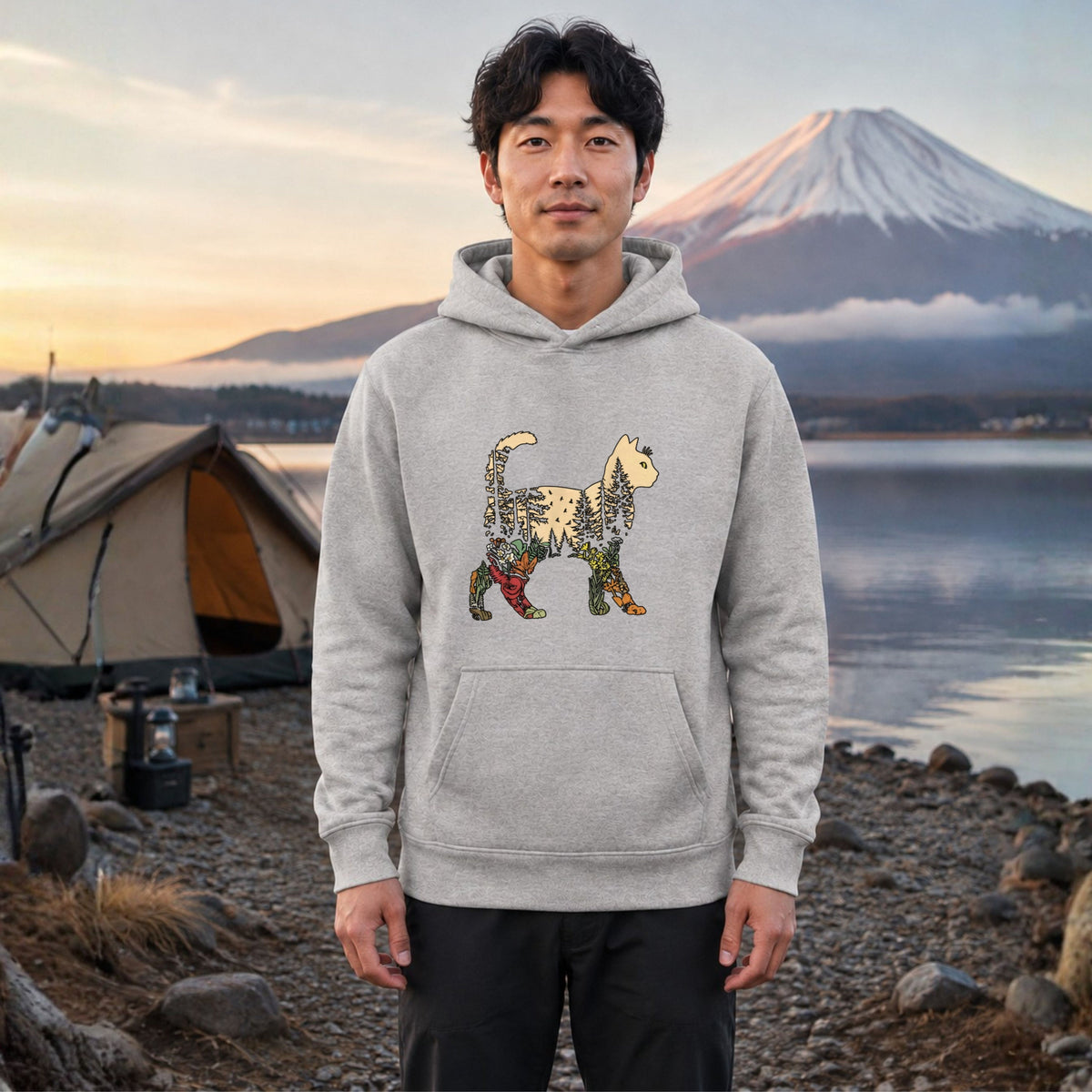 Cat Forest Botanical Silhouette Nature Hoodie