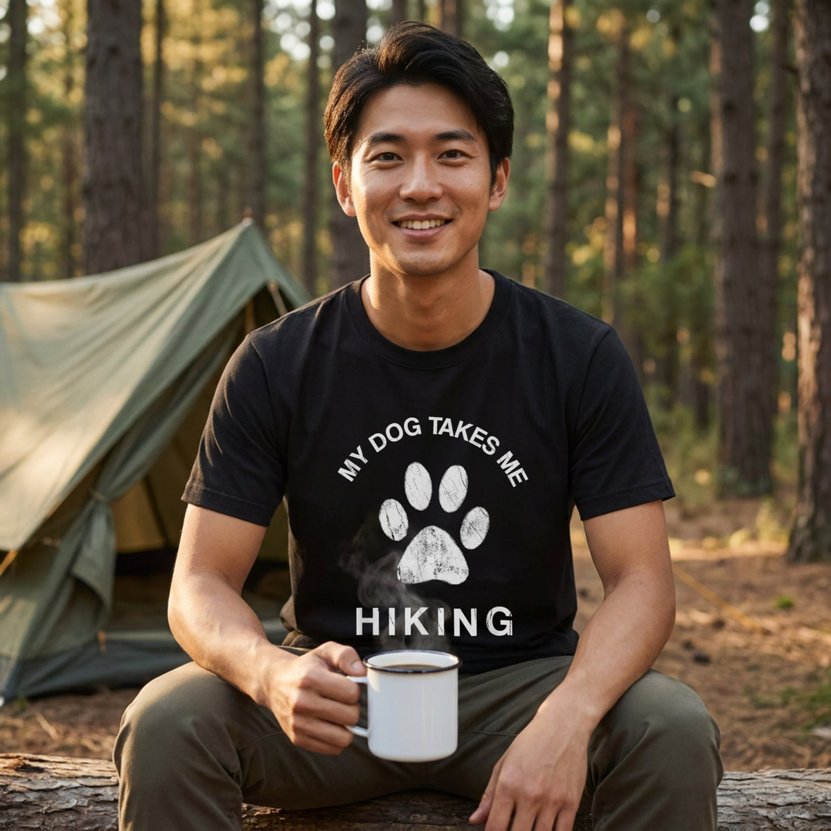 My Dog Takes Me Hiking Paw Print T-Shirt