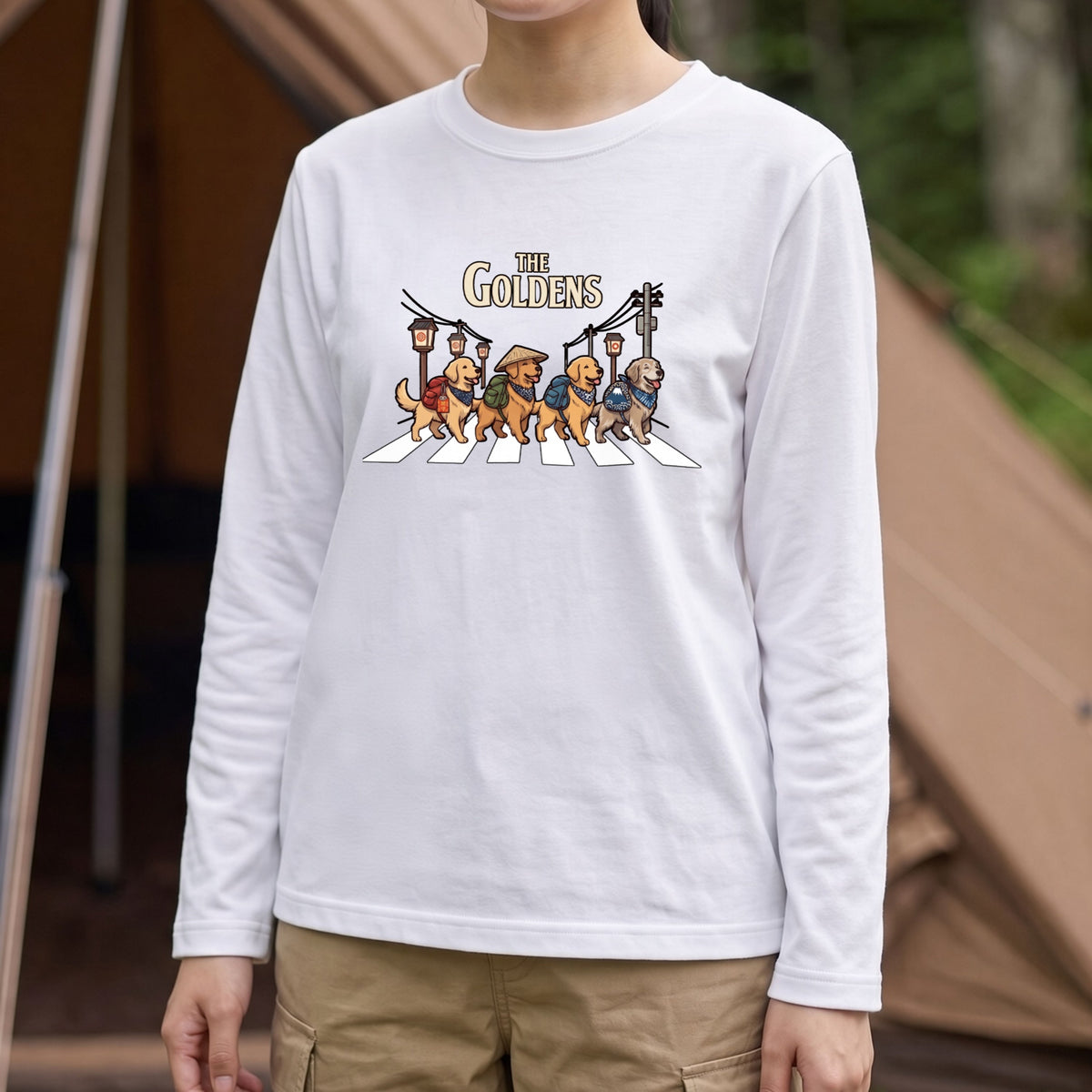 Golden Retrievers Walking Dogs Long Sleeve T-Shirt