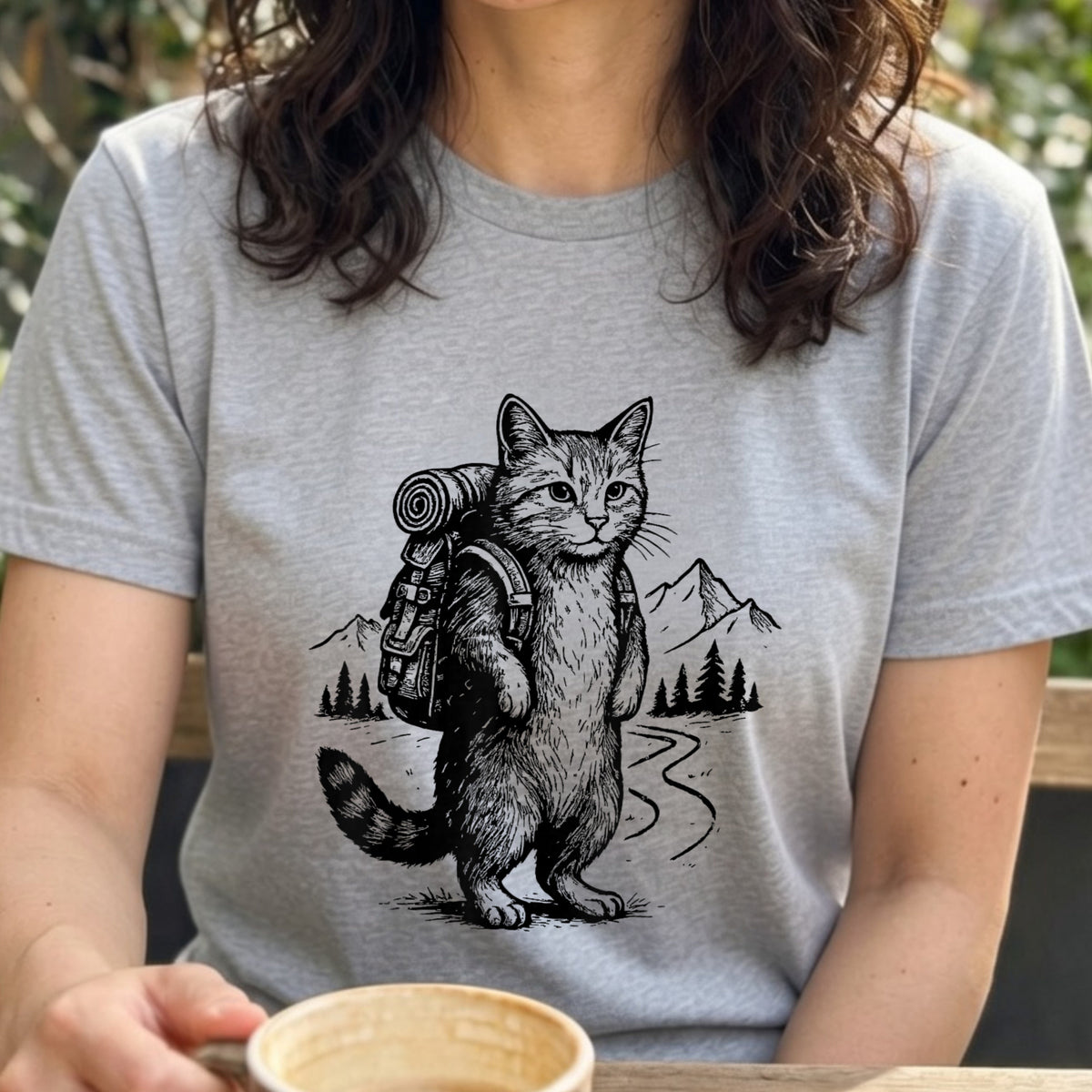 Hiking Cat Backpacking Vintage Outdoor T-Shirt