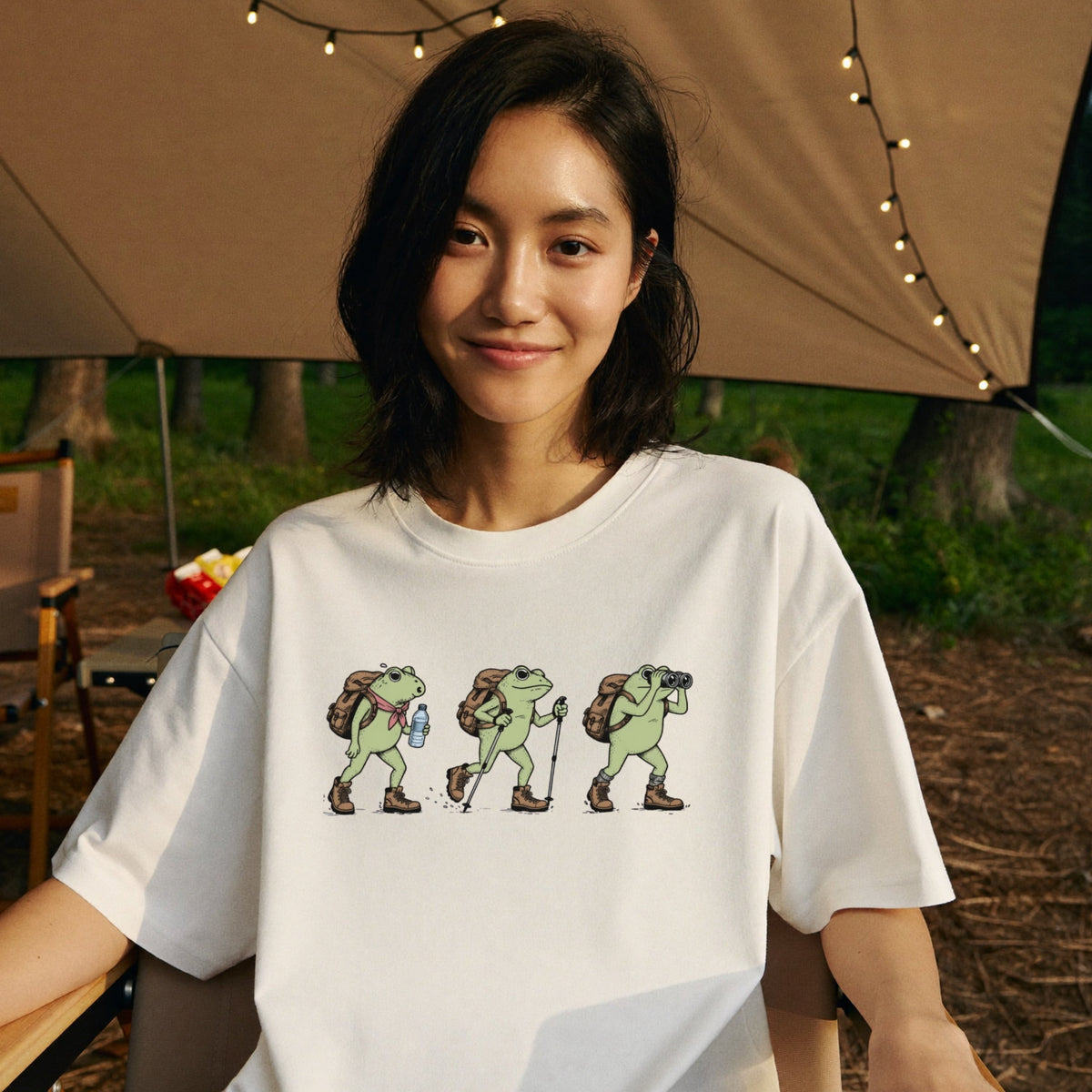 Hiking Frogs Mountain Climb Graphic T-Shirt