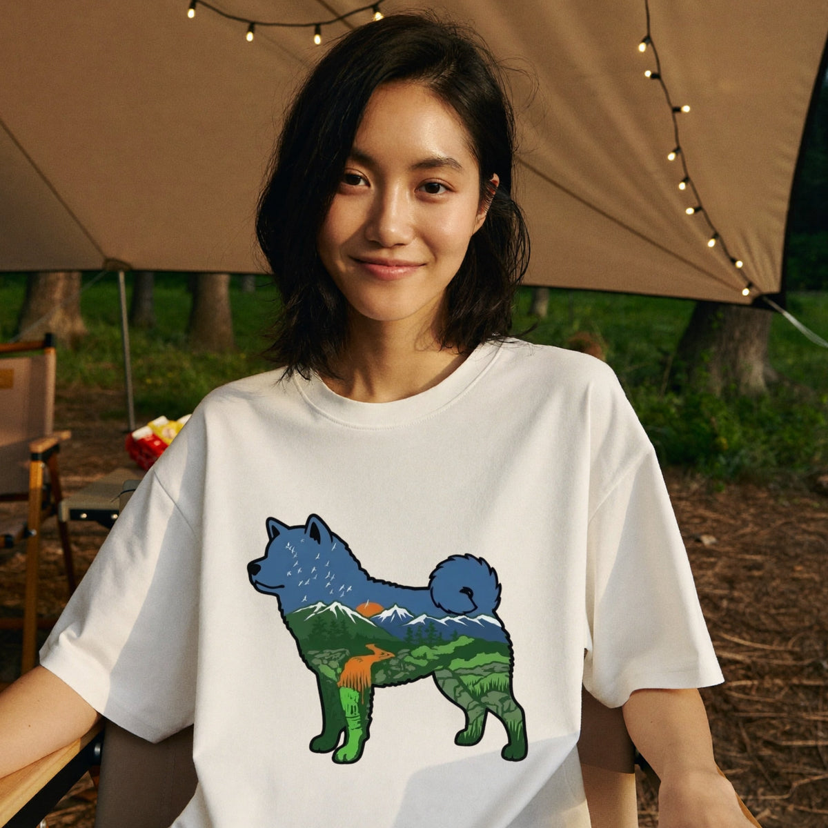 Akita Mount Fuji Forest Nature Art T-Shirt