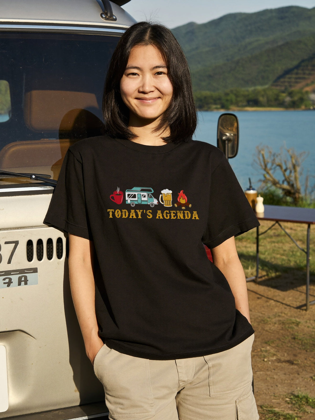 Todays Agenda RV Camping Funny T-Shirt