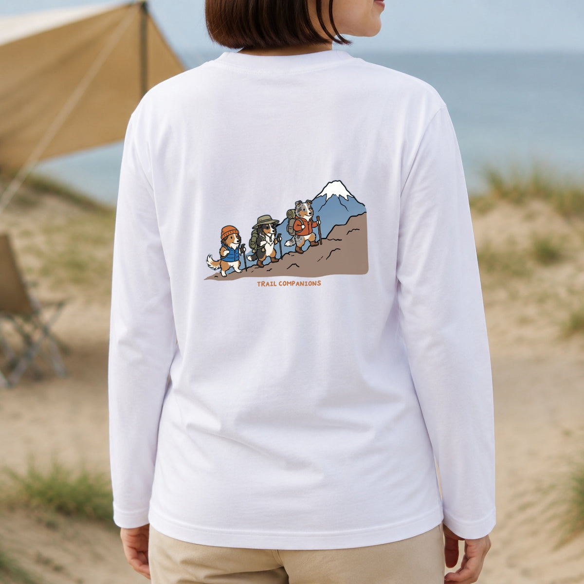 Trail Companions Hiking Dogs Mount Fuji Long Sleeve T-Shirt