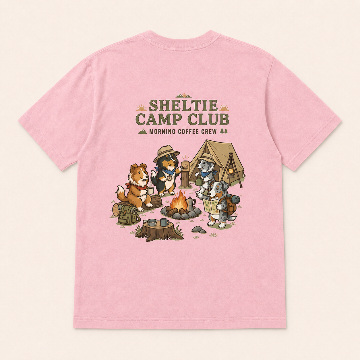 SHELTIE CAMP CLUB シェルティ キャンプTシャツ|バックプリント