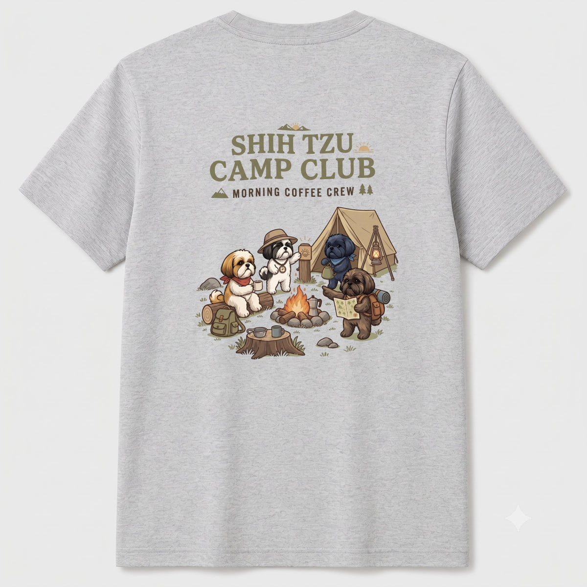 SHIH TZU CAMP CLUB シーズー キャンプTシャツ|バックプリント