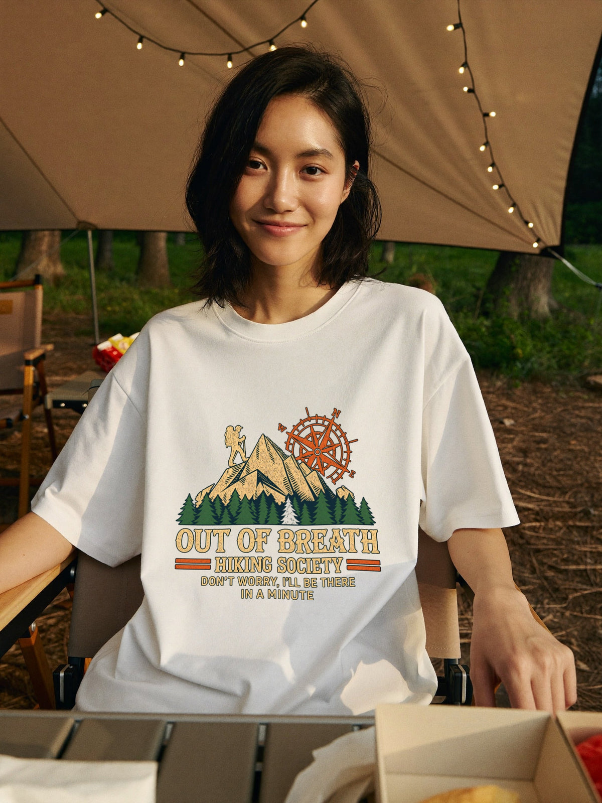 Out Of Breath Hiking Society Funny Hiking T-Shirt