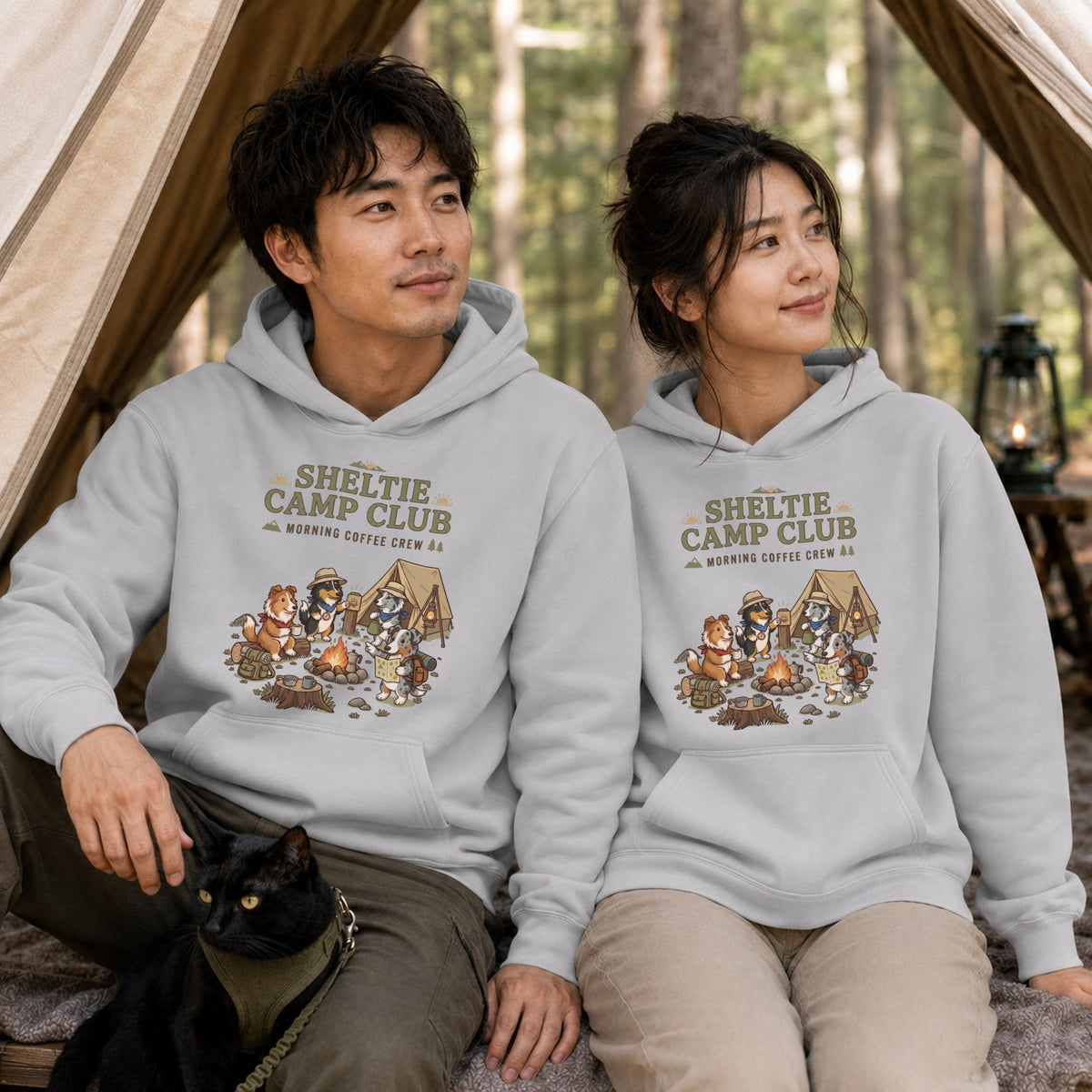 Shetland Sheepdog Camp Club Campfire Coffee Hoodie
