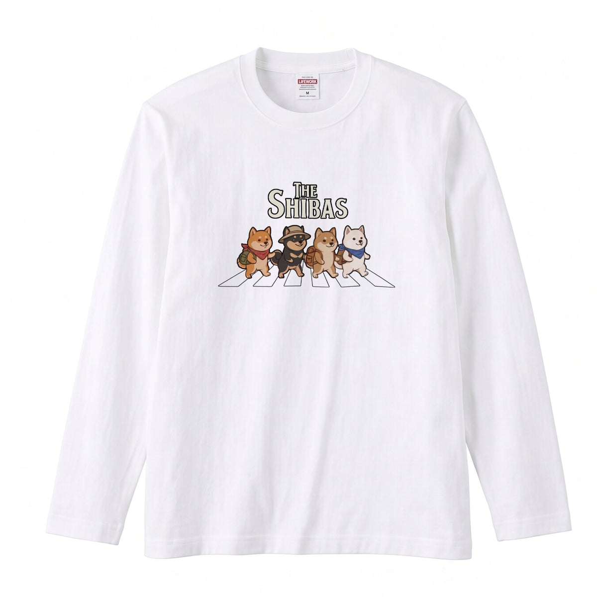 THE SHIBAS 柴犬横断歩道 長袖Tシャツ