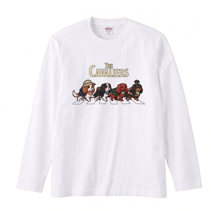 THE CAVALIERS キャバリア散歩デザイン ブラック長袖Tシャツ
