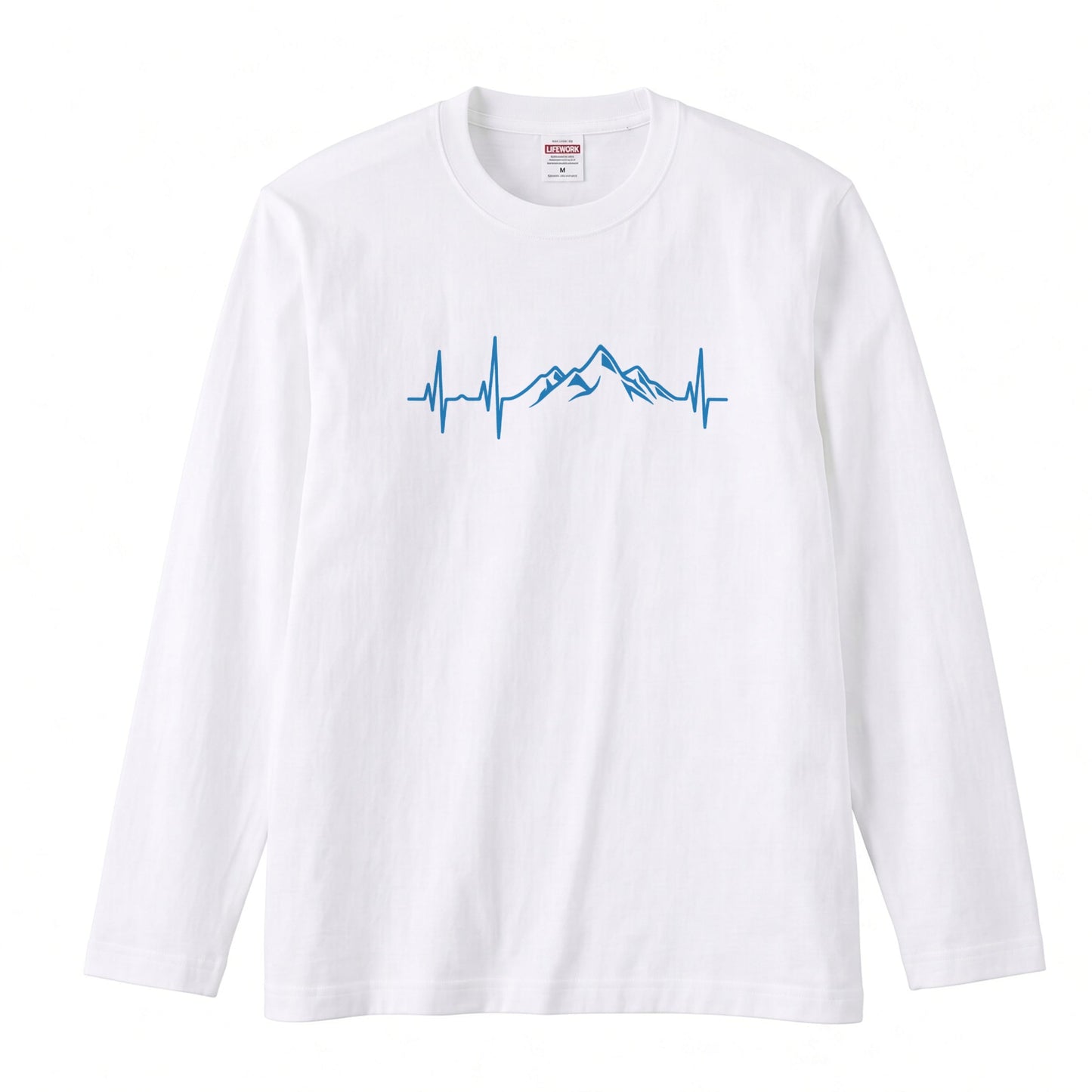 MOUNTAIN BEAT ロンT | ミニマル 山脈グラフィック 心拍数 長袖 カジュアル Tシャツ【アウトドアファッション・普段着・ルームウェア・ユニセックス・ギフトに最適
