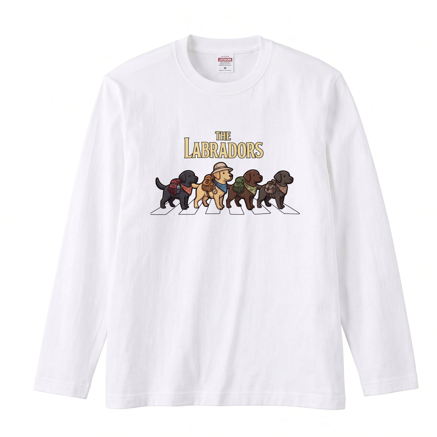 THE LABRADORS ラブラドールレトリバー散歩デザイン ブラック長袖Tシャツ