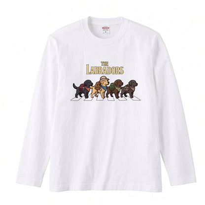 THE LABRADORS ラブラドールレトリバー散歩デザイン ブラック長袖Tシャツ