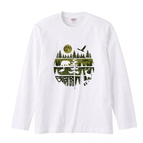 Wildlife Forest Retro Circle Long Sleeve T-Shirt