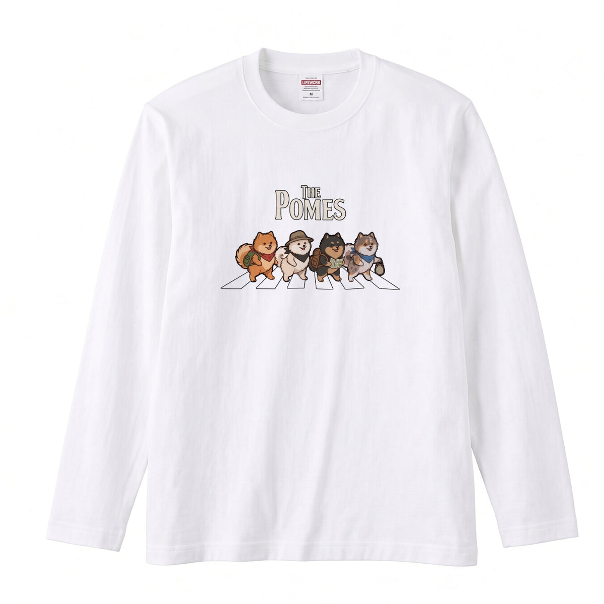 THE POMES ポメラニアン横断歩道 長袖Tシャツ