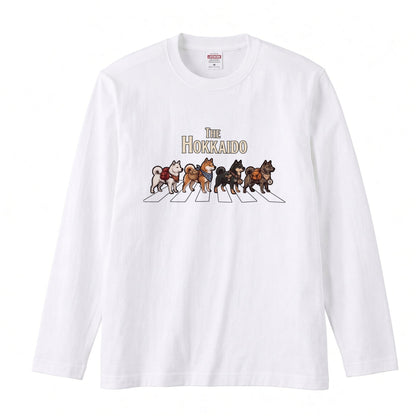 THE HOKKAIDO 北海道犬散歩デザイン ブラック長袖Tシャツ