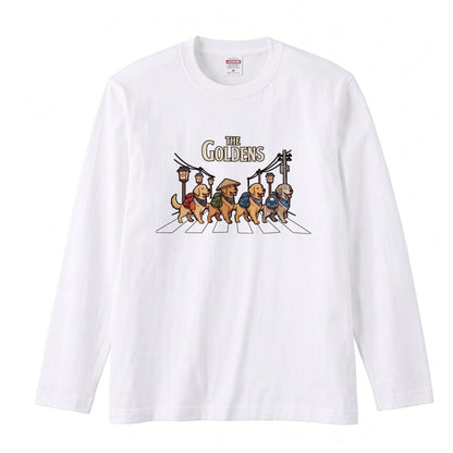 THE GOLDENS ゴールデンレトリバー散歩デザイン ブラック長袖Tシャツ