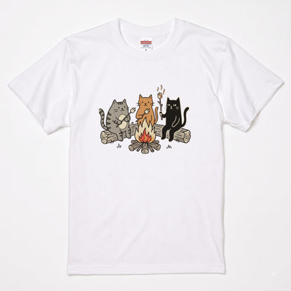 焚き火 猫マシュマロ Tシャツ - CAMPMODE | キャンプ ウェア