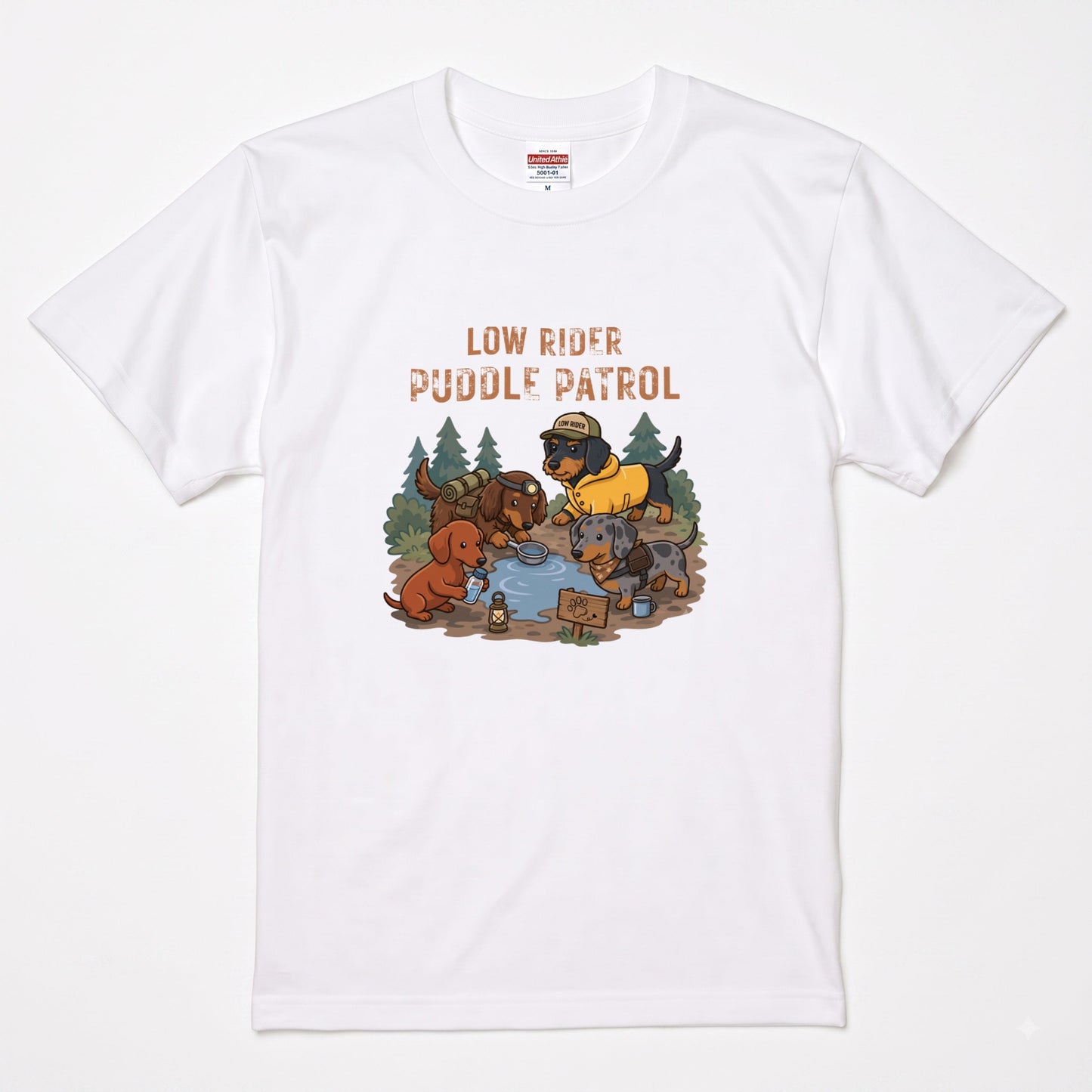 LOW RIDER PUDDLE PATROL ダックスフンドTシャツ