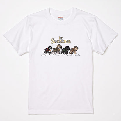 THE SCHNAUZERS 横断歩道 キャンプ ゆるかわ パロディTシャツ 【犬好き・愛犬家・アウトドア・ギフトに最適】