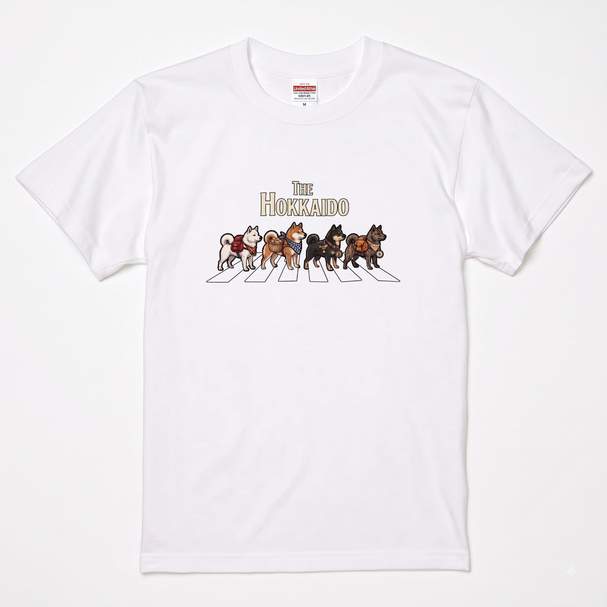 THE HOKKAIDO 横断歩道 キャンプ ゆるかわ Tシャツ 【犬好き・愛犬家・アウトドア・ギフトに最適】