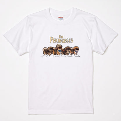THE PEKINGESES 横断歩道 キャンプ ゆるかわ パロディTシャツ 【犬好き・愛犬家・アウトドア・ギフトに最適】