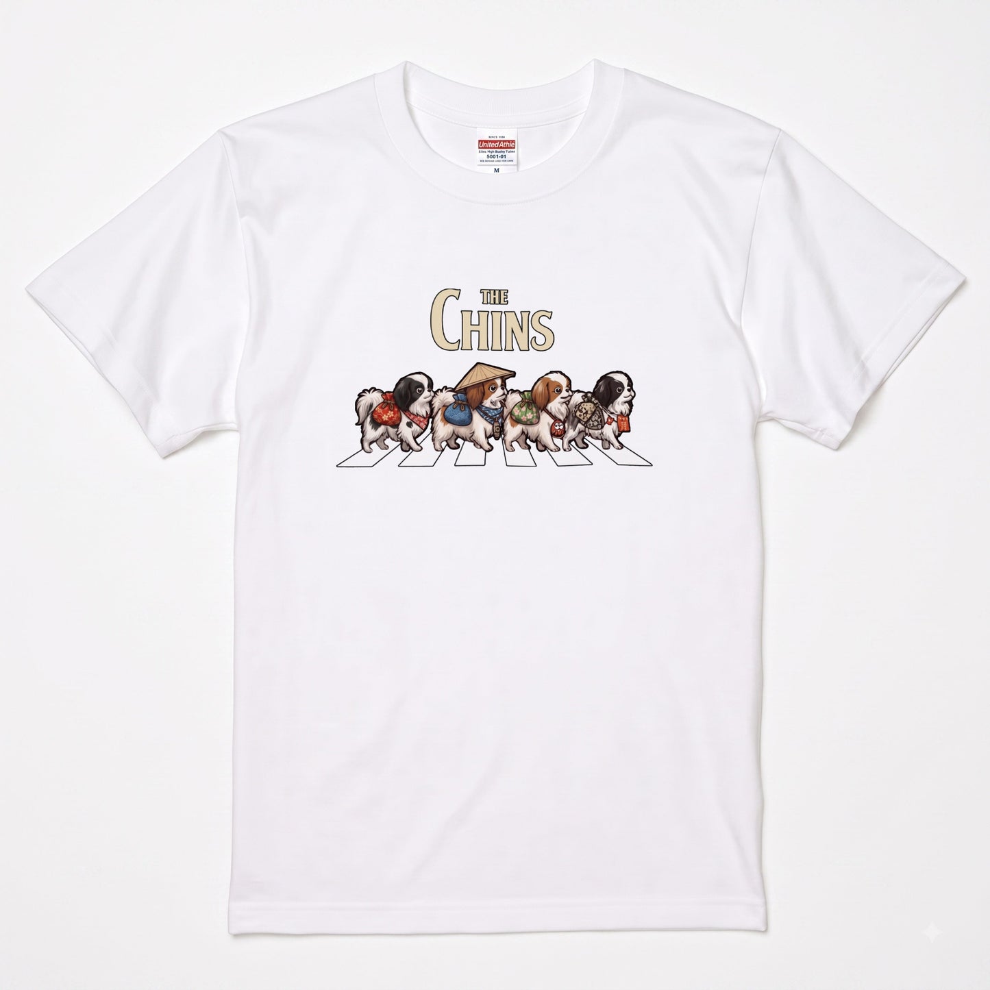 THE CHINS 横断歩道 キャンプ ゆるかわ Tシャツ 【犬好き・愛犬家・アウトドア・ギフトに最適】