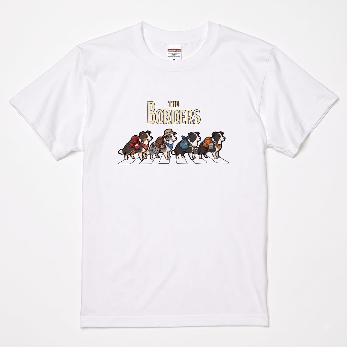 THE BORDERS 横断歩道 キャンプ ゆるかわ Tシャツ 【犬好き・愛犬家・アウトドア・ギフトに最適】
