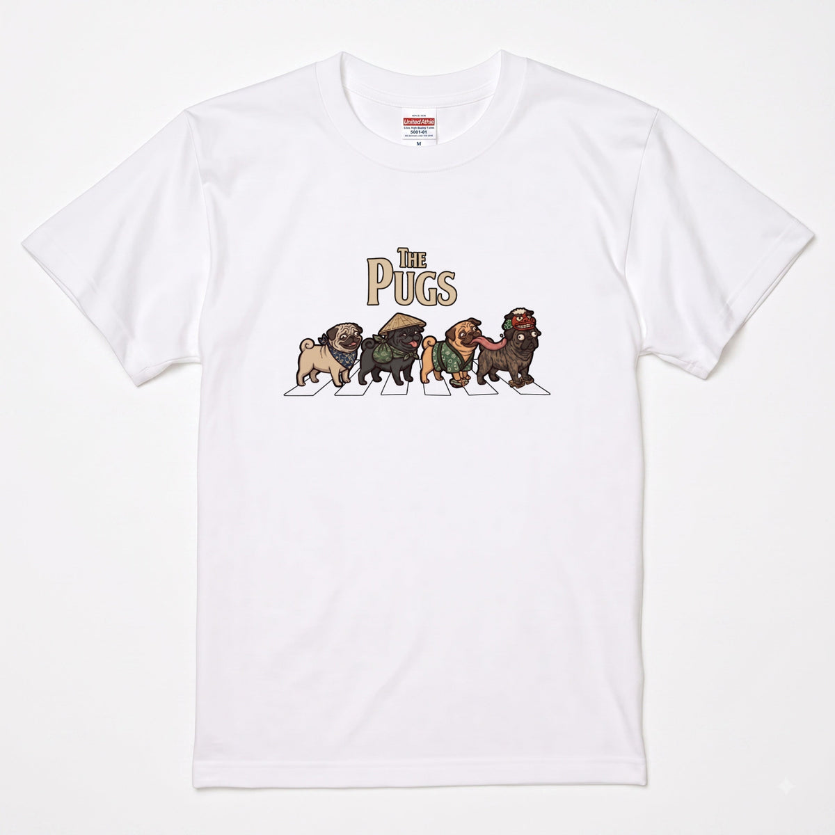THE PUGS 横断歩道 キャンプ ゆるかわ Tシャツ 【犬好き・愛犬家・アウトドア・ギフトに最適】