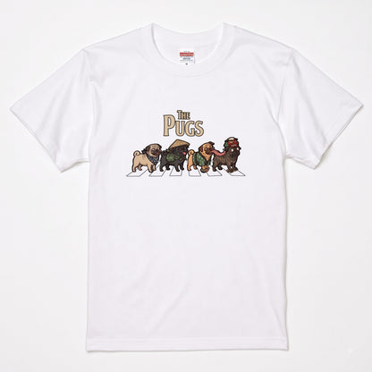 THE PUGS 横断歩道 キャンプ ゆるかわ Tシャツ 【犬好き・愛犬家・アウトドア・ギフトに最適】