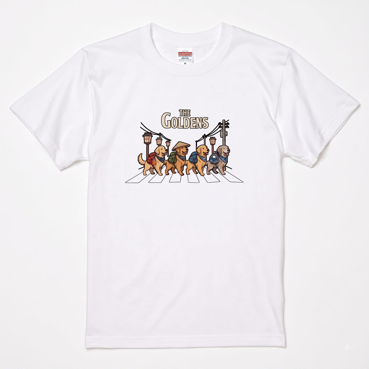 THE GOLDENS 横断歩道 キャンプ ゆるかわ Tシャツ 【犬好き・愛犬家・アウトドア・ギフトに最適】