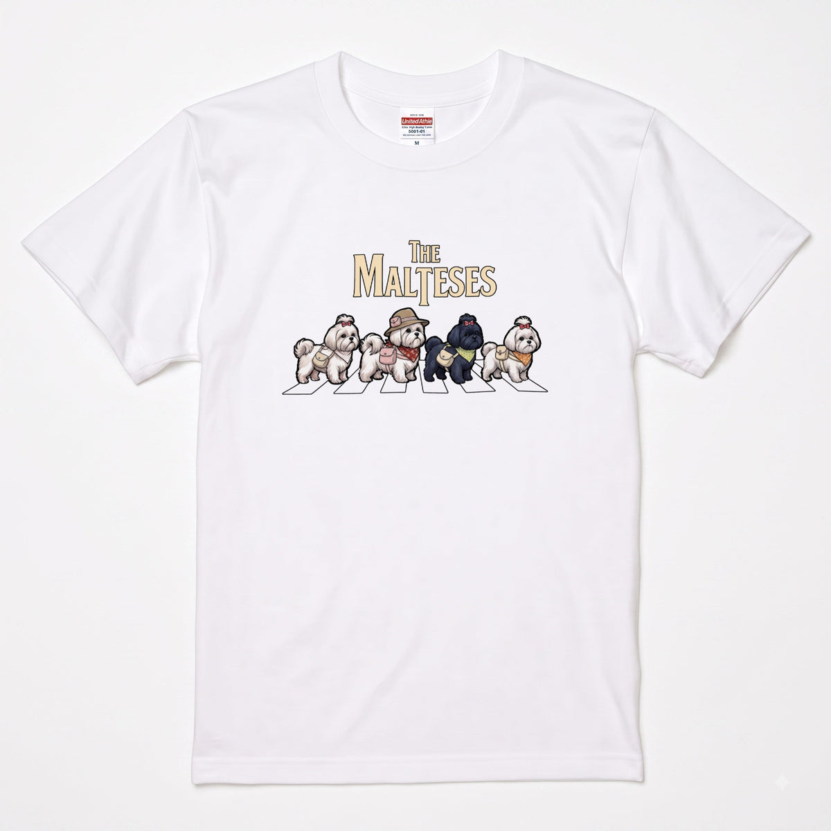 THE MALTESES 横断歩道 キャンプ ゆるかわ Tシャツ 【犬好き・愛犬家・アウトドア・ギフトに最適】