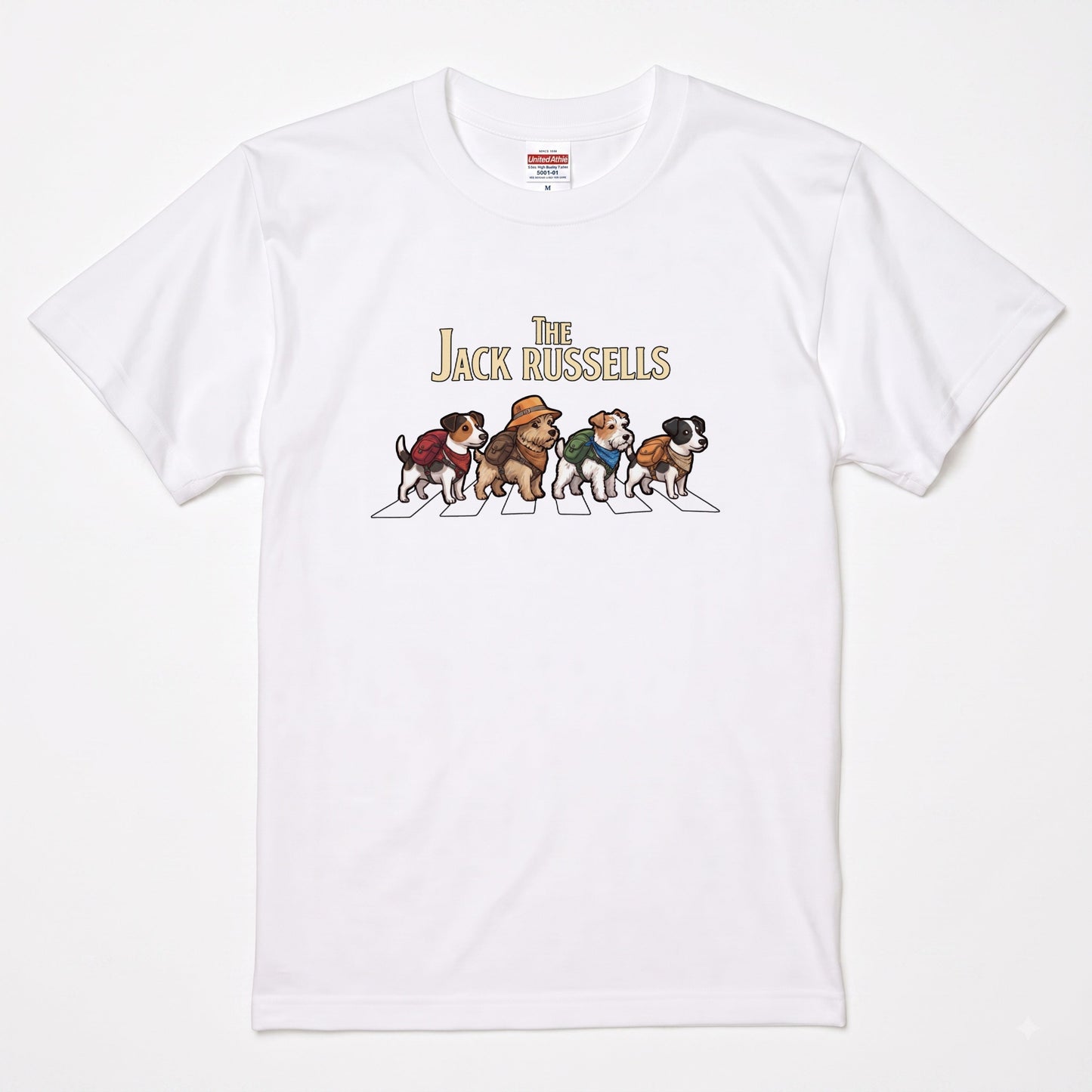 THE JACK RUSSELLS 横断歩道 キャンプ ゆるかわ Tシャツ 【犬好き・愛犬家・アウトドア・ギフトに最適】