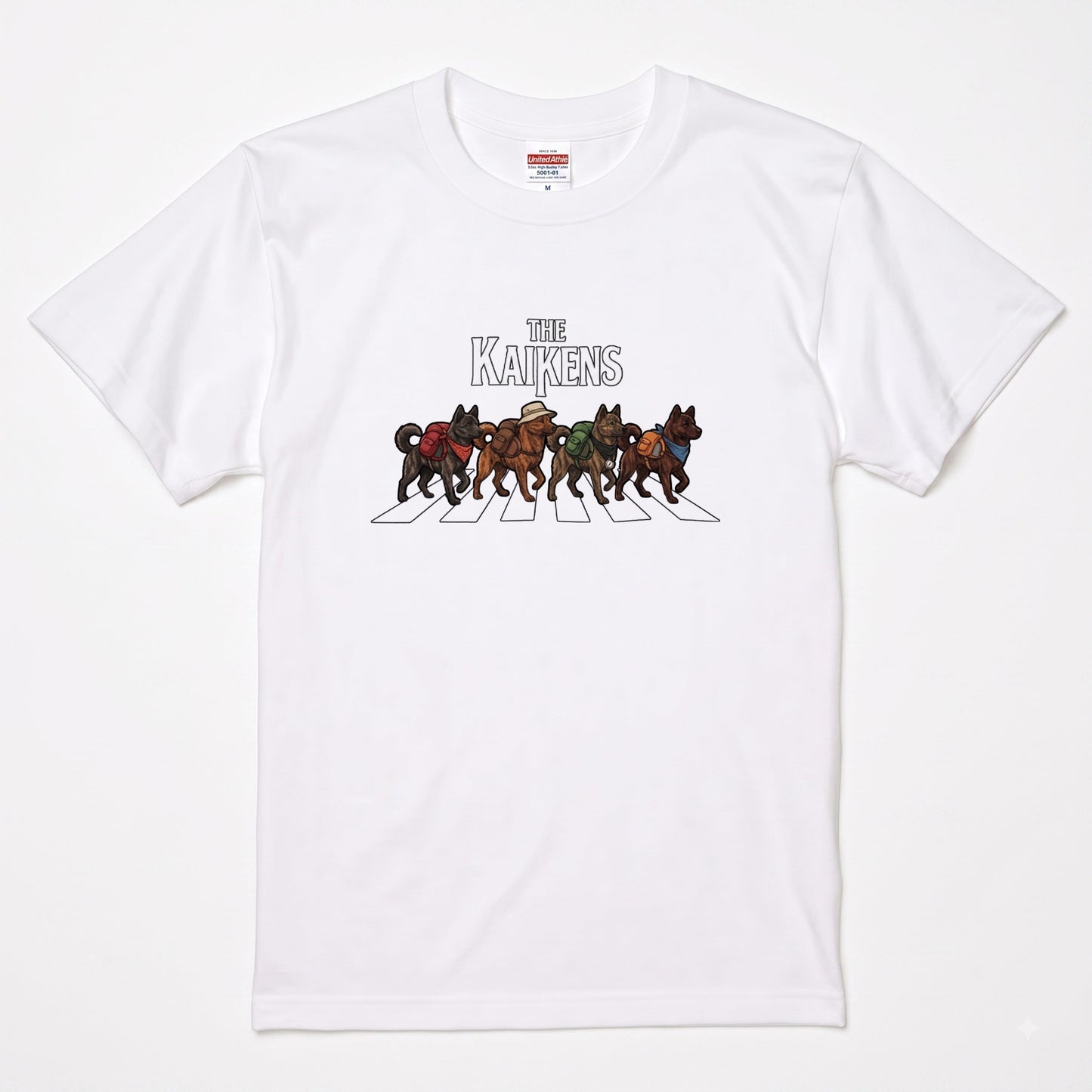 THE KAIKENS | 横断歩道 ゆるかわ 甲斐犬 キャンプ パロディTシャツ【犬好き・愛犬家・アウトドア・ギフトに最適】