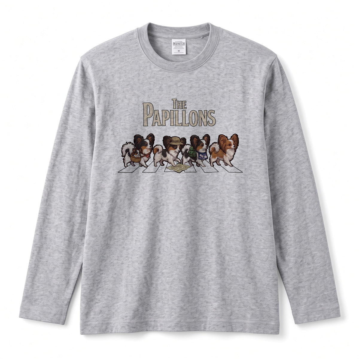 THE PAPILLONS パピヨン散歩デザイン ブラック長袖Tシャツ