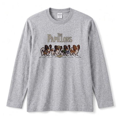 THE PAPILLONS パピヨン散歩デザイン ブラック長袖Tシャツ