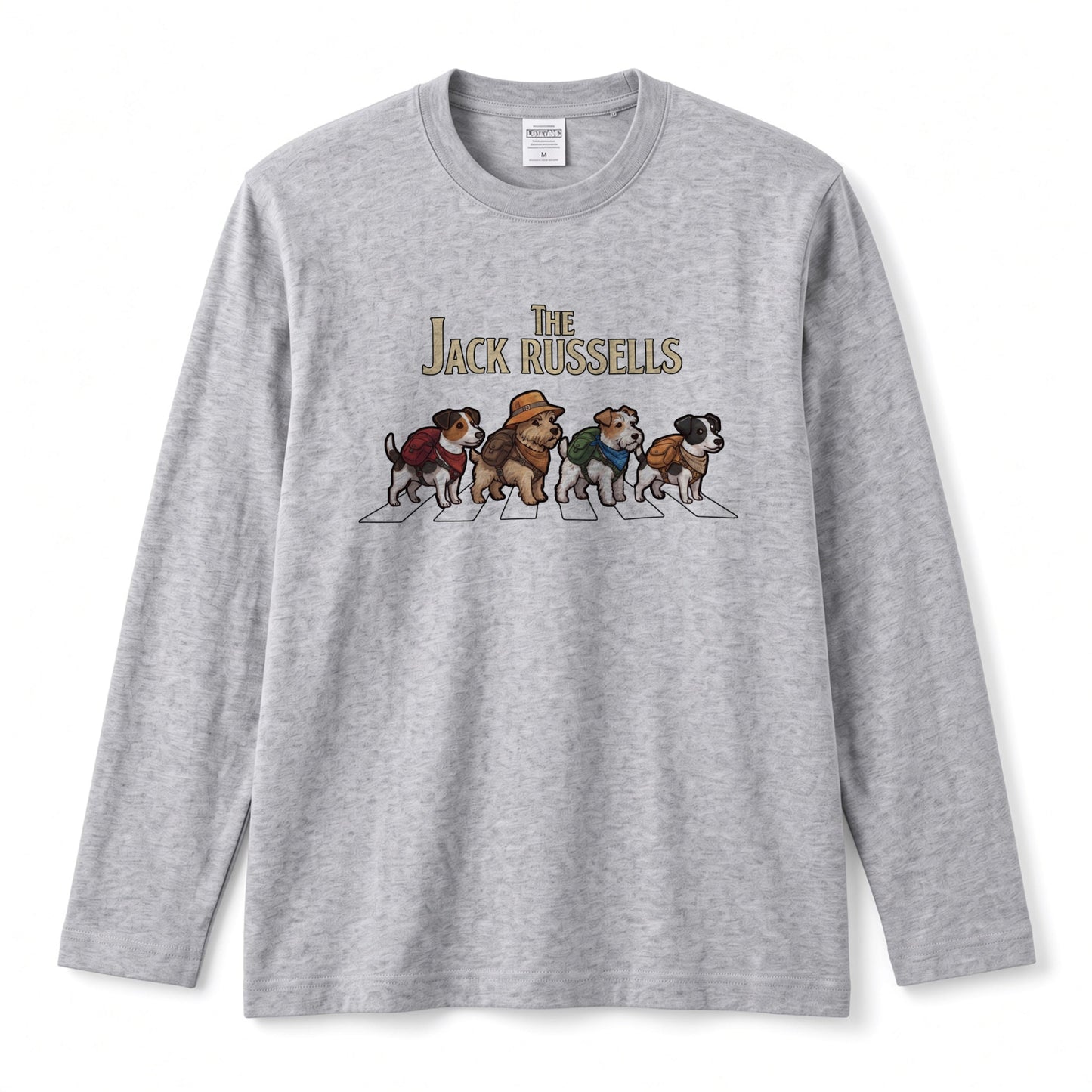 THE JACK RUSSELLS ジャックラッセルテリア散歩デザイン ブラック長袖Tシャツ