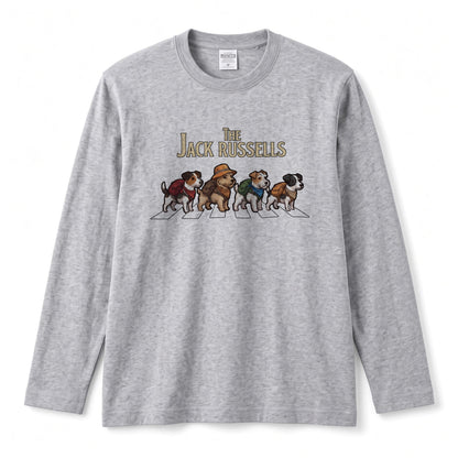THE JACK RUSSELLS ジャックラッセルテリア散歩デザイン ブラック長袖Tシャツ