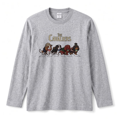 THE CAVALIERS キャバリア散歩デザイン ブラック長袖Tシャツ