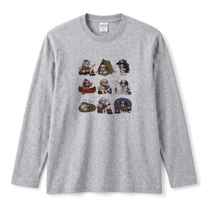 SHIH TZU CAMP | 手描き風 シーズー キャンプギア かわいい グラフィック 長袖Tシャツ【犬雑貨・秋キャンプ・ルームウェア・ギフトに最適】