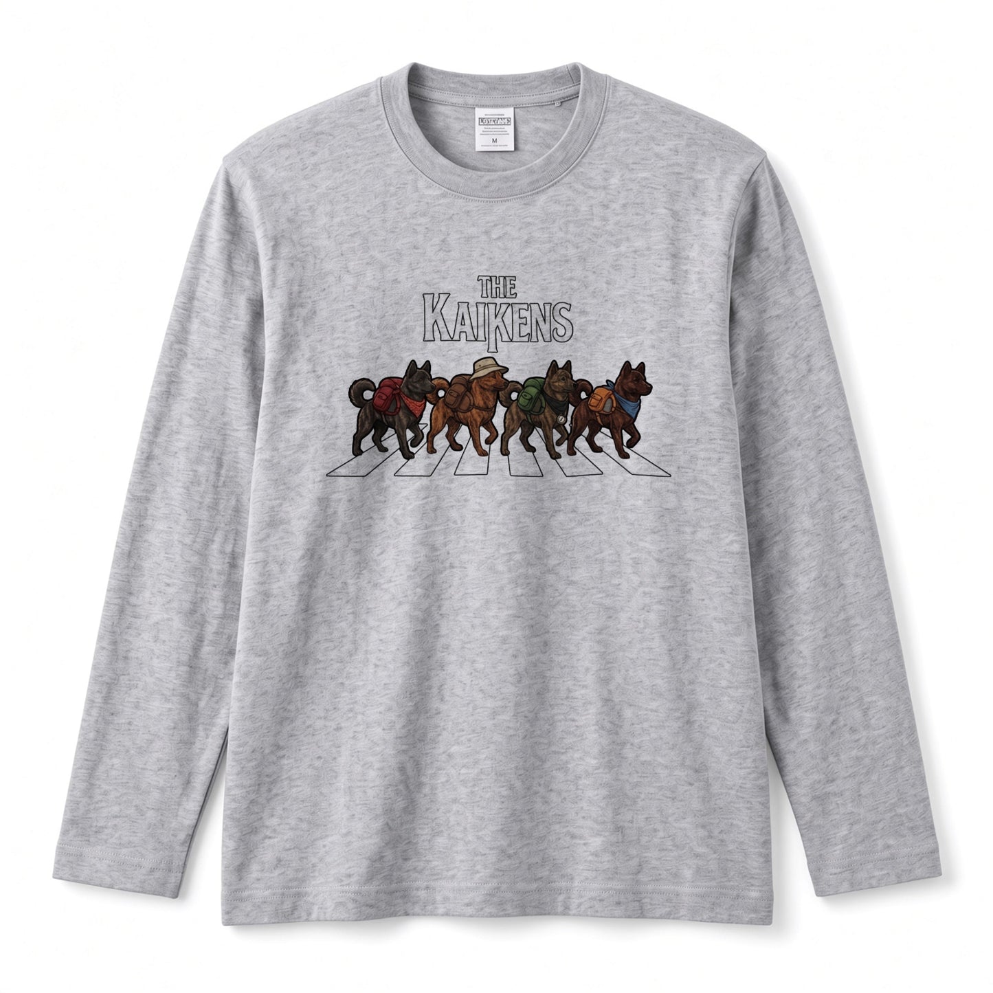 THE KAIKENS 甲斐犬散歩デザイン ブラック長袖Tシャツ