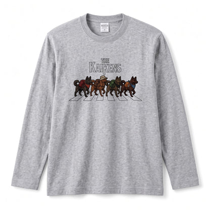 THE KAIKENS 甲斐犬散歩デザイン ブラック長袖Tシャツ